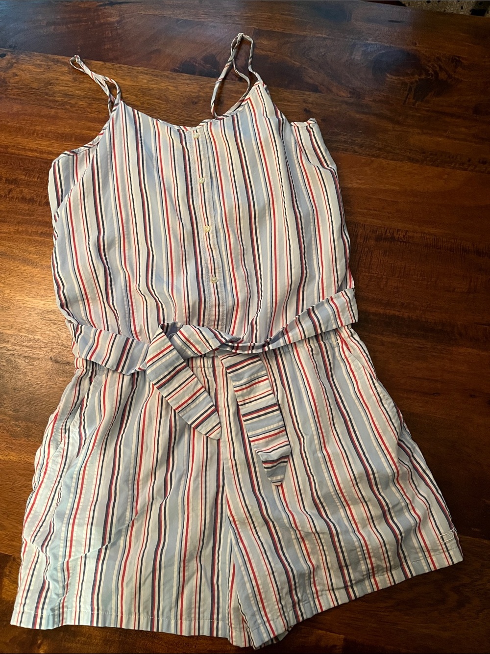 Vineyard Vines Girls Striped Red, White & Blue Romper - Size XL (14-16)